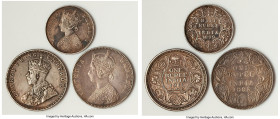 3-Piece Lot of Uncertified Assorted Issues, 1) Victoria Rupee 1903-B - XF, Bombay mint, KM492. 30.4mm. 11.64gm 2) George V 1911-(b) - XF, Bombay mint,...