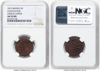 Oaxaca. War of Independence copper SUD 2 Reales 1812 AU55 Brown NGC, KM226.1. Oaxaca/SUD Struck copper. Morelos issue. HID09801242017 © 2024 Heritage ...