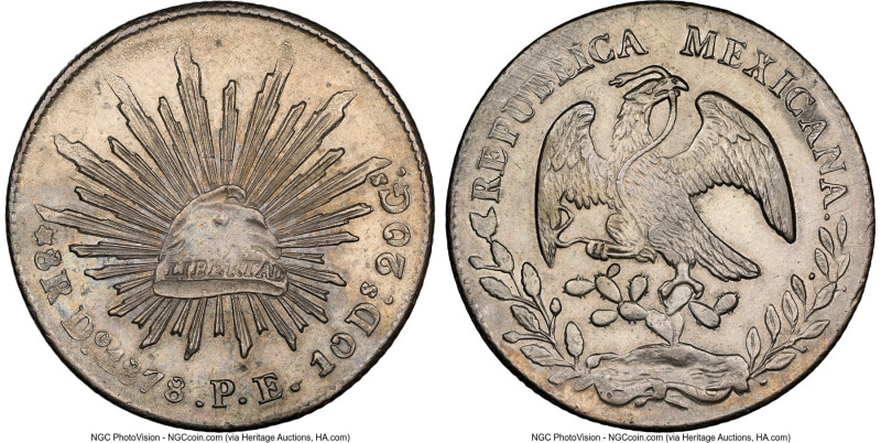 Republic 8 Reales 1878 Do-PE AU Details (Cleaned) NGC, Durango mint, KM377.4, DP...
