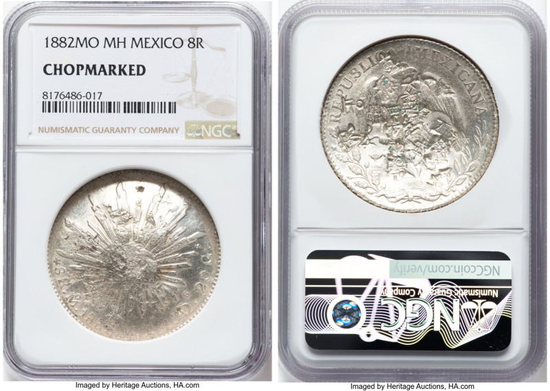 Republic 8 Reales 1882 Mo-MH Chopmarked NGC, Mexico City mint, KM377.10, DP-Mo67...