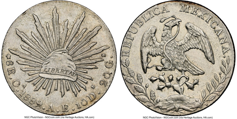 Republic 8 Reales 1889 Oa-AE AU Details (Cleaned) NGC, Oaxaca mint, KM377.11, DP...