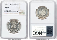 Estados Unidos Pair of Certified 50 Centavos, 1) 50 Centavos 1943-M - MS67 2) 50 Centavos 1921-M - MS65 Mexico City mint, KM447. HID09801242017 © 2024...