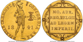 Willem II gold Ducat 1841-(Lily) UNC Details (Obverse Cleaned) NGC, Utrecht mint, KM70.2, Fr-338. From the Coenen Collection HID09801242017 © 2024 Her...