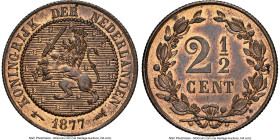 Willem III Pair of Certified 2-1/2 Cents NGC, 1) 2-1/2 Cent 1877 - MS63 Red and Brown, Utrecht mint, KM108.1 2) 2-1/2 Cent 1886 - MS64 Brown, Utrecht ...
