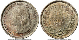 Wilhelmina Pair of Certified 10 Cents NGC, 1) 10 Cents 1897 - MS63, Utrecht mint, KM116 2) 10 Cents 1904 - MS62, Utrecht mint, KM136 Ex. Coenen Collec...