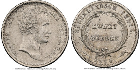 Pair of Certified silver Fractional Gulden NGC, 1) Willem I 1/4 Gulden 1834 - AU58, Utrecht mint, KM301.1 2) Willem III 1/10 Gulden 1858 - UNC Details...