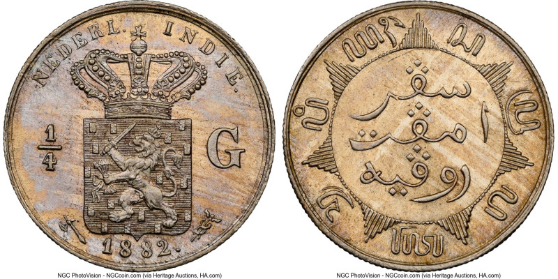Willem III 1/4 Gulden 1882 MS63 NGC, Utrecht mint, KM305.1. From the Coenen Coll...