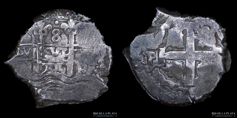 Potosí. Felipe V (1700-1746) 8 Reales 1705 Y (Diego de Ybarburu). Macuquina. Pla...