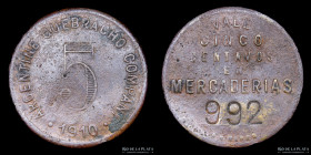 Ficha Forestal. Salta. Tartagal. 5 Centavos 1910 Argentina Quebracho Co