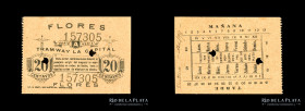 Ficha Tramway. Flores. Tramway La Capital. 20 Centavos ND1898