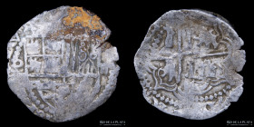 Potosi. Felipe III. 2 Reales 1602-1613 R. Macuquina. CJ 9.2.2