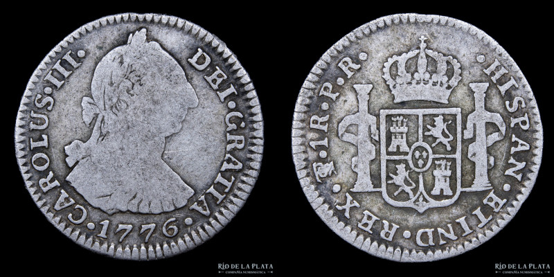 Potosí. Carlos III (1759-1788) 1 Real 1776 PR (Pedro Mazondo y Flor - Raimundo d...