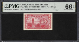 (t) CHINA--REPUBLIC. Lot of (3). Central Bank of China. 1 Fen = 1 Cent, 5 Fen = 5 Cents & 10 Cents = 1 Chiao, ND (1931-39). P-202, 224a & 225a. PMG Ge...