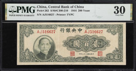 (t) CHINA--REPUBLIC. Lot of (2). Central Bank of China. 200 & 10,000 Yuan, 1944-47. P-262 & 314. S/M#C300-210 & S/M#C300-313. PMG Very Fine 30 & Choic...