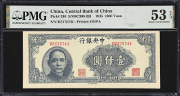 CHINA--REPUBLIC. Lot of (2). Central Bank of China. 1000 & 2500 Yuan, 1945. P-298 & 304. S/M#C300-261 & S/M#C300-274. PMG About Uncirculated 50 EPQ & ...