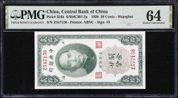 (t) CHINA--REPUBLIC. Central Bank of China. 20 Cents, 1930. P-324b. S/M#C301-2a. PMG Choice Uncirculated 64.
Shanghai, serial number Z547156. A scarc...