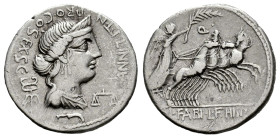 Annius. C. Annius y Lucius Fabius. Denarius. 82-81 BC. Hispania. (Ffc-138). (Craw-366/1a). (Tesorillo-Annia 1, Plate Coin). Anv.: C. ANNI T.F.T.N. PRO...