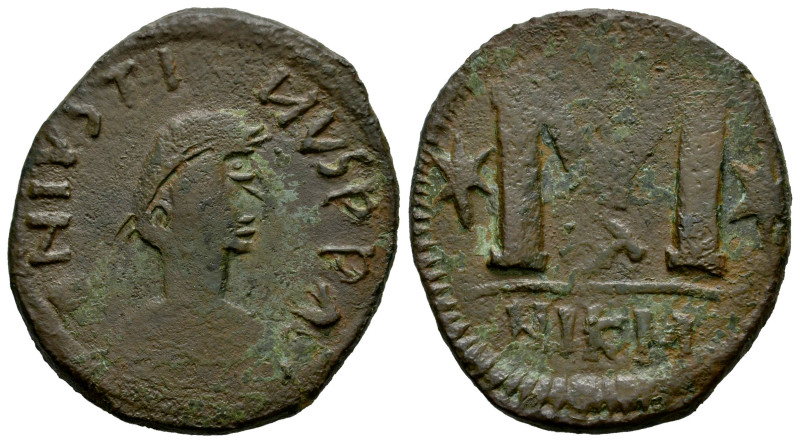 In the Name of Justin I. 40 Nummi. 518-527 AD. Nicomedia. (MIBE-35a var.). (Doc-...