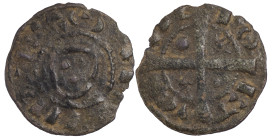 Portugal
D. Sancho II (1223-1248)
Dinheiro de escudo Cobre(?)
Exemplar muito interessante, possivelmente uma falsificação de época, o escudo no anv...