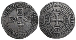 Portugal
D. Dinis (1279-1325)
Tornês (66 dinheiros) Prata
Primeira moeda de prata portuguesa
Anverso: Cruz composta por cinco escudetes ao centro ...