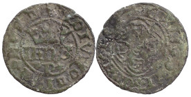 Portugal
D. João I (1385-1433)
Meio real de 10 soldos Porto *P* Bolhão
Variante legenda reverso: +IHNS*DEI*GRA* (?)
AG: 23.02 0.91 g MUITO RARA
B...