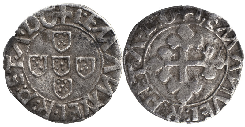 Portugal
D. Manuel I (1495-1521)
Meio Vintém Lisboa Prata
Legenda inédita : ....