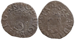 Portugal
D. Sebastião I (1557-1578)
Vintém Lisboa Prata
Legenda reverso inédita: .... REX.
AG: NC 1.54 g
BC

Portugal
D. Sebastião I (1557-157...