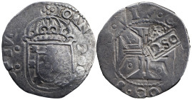 Portugal
D. Afonso VI (1656-1667)
Carimbo 2S0 sobre meio cruzado D.João IV Prata
AG: 42.03 10,68g 
BC

Portugal
D. Afonso VI (1656-1667)
Stamp...