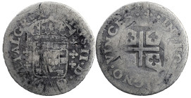 Portugal
D. Pedro II (1683-1706)
3 Vinténs Lisboa Prata
Interessante "brockage" de reverso.
AG: 35.05 1.61 g
REG

Portugal
D. Pedro II (1683-1...