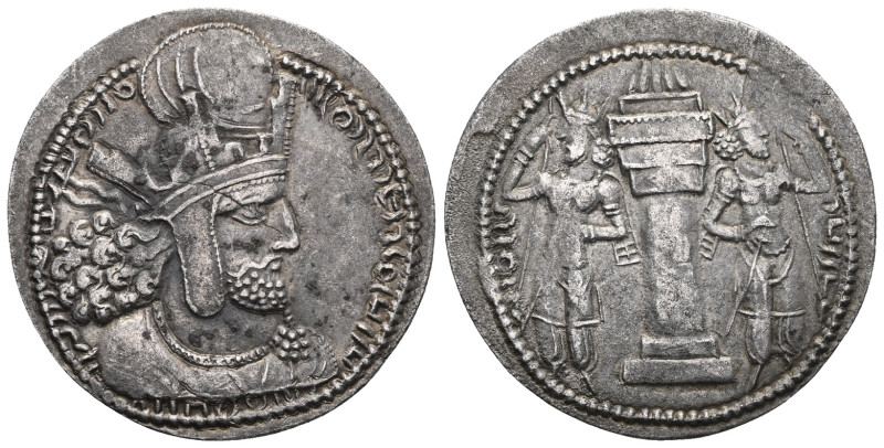 SASANIAN KINGDOM.Shapur I.(242-276).Obol.
Obv : Bust of Shapur I right, wearing...