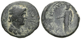 Roman Provincial , LYDIA. Sardis. Nero, 54-68. Assarion (Bronze), Tiberius Claudius Mnaseas, magistrate. NЄPΩN KAICAP Laureate head of Nero to right. ...