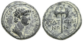 Roman Provincial
Lydia, Thyateira, Nero (54-68) AE hemiassarion (Bronze), ca. 55-60.
Obv: NЄΡ[ΩN KΛAYΔIOC] KAICAP CЄB, draped bust of Nero to right,...