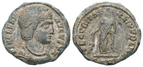 Helena, Augusta, 324-328/30. (Bronze), struck under Constantine I, Siscia, 3rd officina, 328-329. FL HELENA AVGVSTA Diademed and mantled bust of Helen...