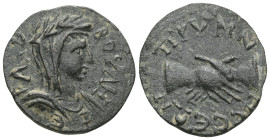 Phrygia. Prymnessos. Pseudo-autonomous issue AD 238-268.
Bronze Æ
[IEPA B]OYΛH, laureate, draped bust of Boule right / ΠΡΥΜΝ-ΗCCEΩN, clasped hands....