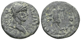 Roman Provincial
Pisidia. Olbasa. Antoninus Pius AD 138-161. Bronze Æ . IMPE ANTONINVS, laureate head right / COL OLBASENORVM, Dionysos standing left...