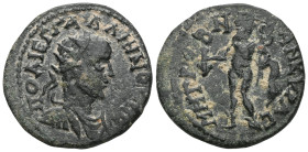 Roman Provincial
GALATIA. Ancyra. Gallienus, 253-268. Diassarion (Bronze). ΠO ΛI ΕΓ ΓΑΛΛΙΗNOC CE Radiate, draped and cuirassed bust of Gallienus to r...