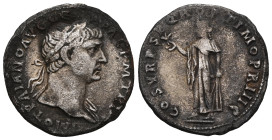 Roman Imperial
Trajan (AD 98-117). AR denarius . NGC Choice AU 5/5 - 4/5. Rome, AD 103-111. IMP TRAIANO AVG GER DAC P M TR P, laureate bust of Trajan...