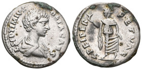 Geta. As Caesar, AD 198-209. AR Denarius . Laodicea mint. Struck under Septimius Severus and Caracalla, AD 198-200. Bareheaded, draped, and cuirassed ...