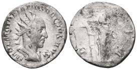 Trajan Decius. AD 249-251. Cut AR Denarius . Rome mint, 1st officina. 2nd-3rd emissions, AD 249-250. Radiate and cuirassed bust right / Dacia standing...