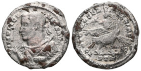 Licinius Billon Argenteus. Treveri (Trier), AD 318-319. Laureate, draped, and cuirassed bust left, holding mappa and sceptre / Eagle standing right, b...