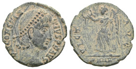 Constantius II, 337-361. Follis (Bronze), Antiochia, 337-347. D N CONSTAN-TIVS P F AVG Pearl-diademed head of Constantius II to right. Rev. VICT - AVG...