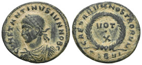 Roman Imperial
 Constantine II (Caesar, 317-337) AE follis (Bronze ) Thessalonica, 324. Obv: CONSTANTINVS IVN NOB C, laureate, draped and cuirassed b...