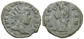 Roman Imperial
Claudius II Gothicus (268-270 AD) Rome
AE Follis 
Obv: IMP C CLAVDIVS AVG Radiate, draped and cuirassed bust of Claudius II to right...