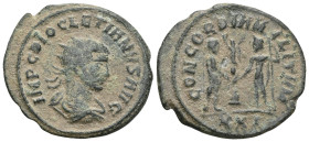Roman Imperial
Diocletian (284-305) BL Antoninianus (bronze) Kyzikos Obv: IMP C C VAL DIOCLETIANVS P F AVG: Bust of Diocletian, radiate, draped, righ...