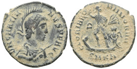 Roman Imperial
Gratian. A.D. 367-383. AE . Cyzicus mint, A.D. 378-383. D N GRATIANVS P F AVG, helmeted, pearl-diademed, draped, and cuirassed bust ri...