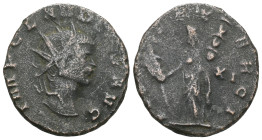 Roman Imperial
Claudius II Gothicus (268-270 AD) Rome
AE Follis 
Obv: IMP C CLAVDIVS AVG Radiate, draped and cuirassed bust of Claudius II to right...