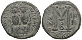 Byzantine
Justin II and Sophia, AE, Follis. (Bronze.) Nicomedia. 565-578 AD. Justin II and Sophia, AE, Follis. (Bronze, 12.24 g. 29 mm.) Nicomedia. 5...