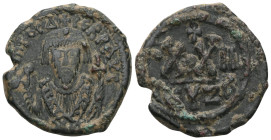 Byzantine
Phocas 602-610. Half Follis AE. Cyzicus. D N FOCAS PER P AVG Crowned bust facing, wearing consular ropes, holding mappa and cross. Rev. Lar...