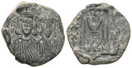 Leo V and Constantine, follis, Constantinople, n.d. (813-820) A/LEO - N - S CO - N - STAN Facing busts of Leo V and Constantine, crowned and wearing t...