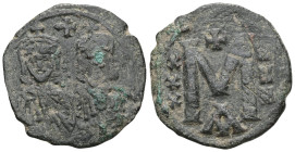 Leo V and Constantine, follis, Constantinople, n.d. (813-820) A/LEO - N - S CO - N - STAN Facing busts of Leo V and Constantine, crowned and wearing t...
